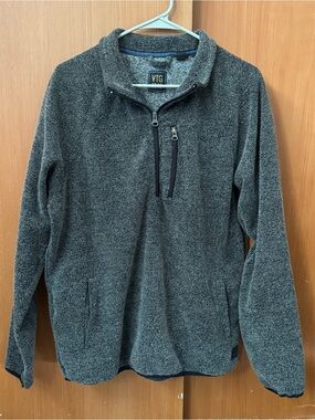 VTG Knit 1/4 Zip Mock Neck Sweater Gray Long Sleeve Pullover Size L